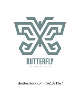 Butterfly - vector logo template concept illustration in line art design style. Creative geometric minimal sign.