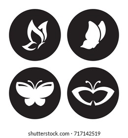 Butterfly vector logo. White icons on a black background