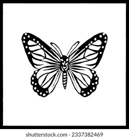 Butterfly Vector Minimal Line Art Drawing