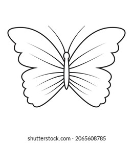 Arte minimalista del vector de mariposa, blanco y negro. Fondo blanco. Dibujo de línea.