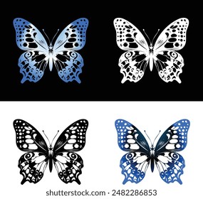 Butterfly Vector, Multicolor Butterfly Decoration element, Icon Design