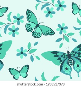 Patrón vector de mariposa en color azul