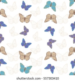 Butterfly vector pattern. Can be used for wallpaper, pattern fills, textile, web page background, surface textures, Image for advertising booklets, banners, flyers.