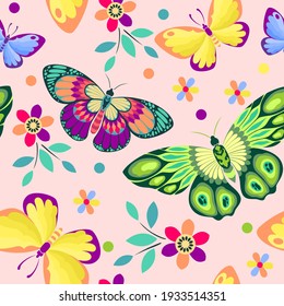 Butterfly Vector Pattern for Decoration and Background. Seamless Pattern for Textile.