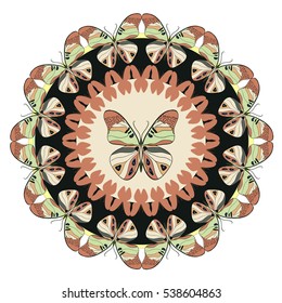 Butterfly vector pattern. Mandala. Ethni? background.
