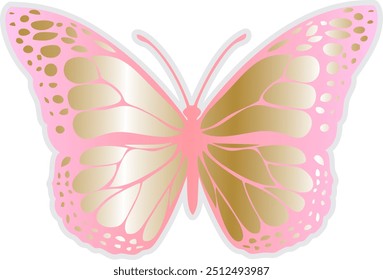 Butterfly Vector, Pink Gold Vector