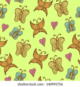 Butterfly vector seamless pattern