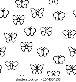 Butterfly Vector Seamless Pattern Thin Line Illustration