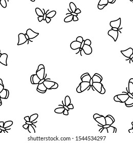 Butterfly Vector Seamless Pattern Thin Line Illustration