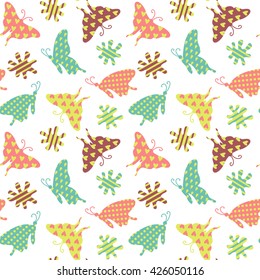 Butterfly vector seamless patterns
