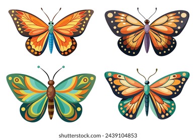 Butterfly vector set pro style illustration