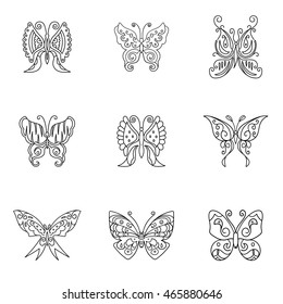 Butterfly vector set. Simple butterfly shape illustration, editable elements, can be used in logo design
