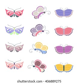 Butterfly vector set. Sweet and tenderness symbols. Butterfly design 