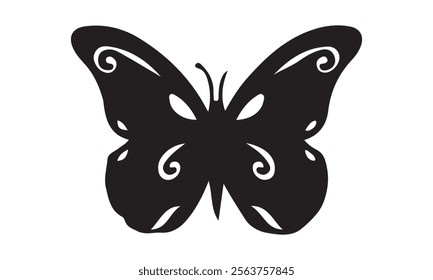 Butterfly Vector  silhouette black set isolated on transparent background Abstract modern seamless pattern of monarch butterfly contours on white background for decoration design  Closeup design eleme