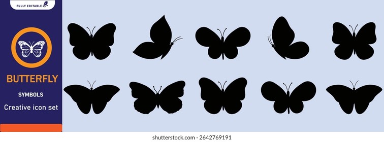 Schmetterling Vektor und Silhouette schwarz-weiß