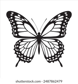 Butterfly Vector silhouette illustration. Black and white