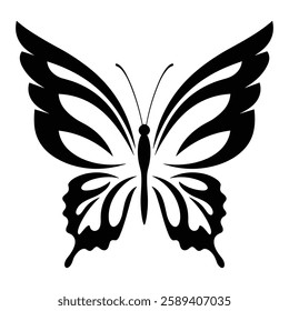 A Butterfly Vector and silhouette illustration with white background
