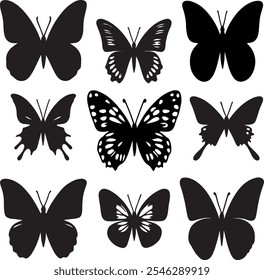 Butterfly Vector silhouette image icon isolated on a white background.