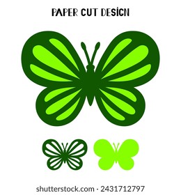 Butterfly vector silhouette. Layered insect. Template for laser and paper cutting, printing on a T-shirt, mug. Flat style.2D design. Hand drawn decorative element for your design.