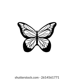 Butterfly vector silhouette on white background.