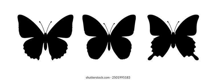 Butterfly vector silhouette shape icon. Summer butterfly insect tattoo symbol design logo icon