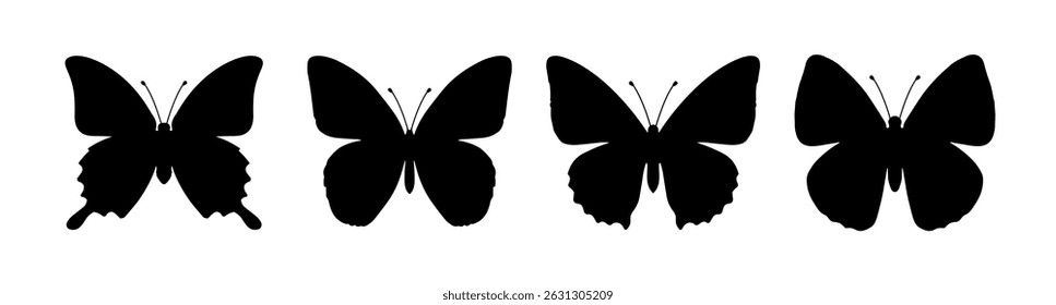 Butterfly vector silhouette shape icon. Summer butterfly insect tattoo symbol design logo icon