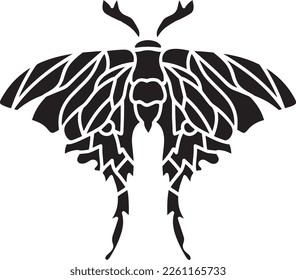 Butterfly Vector Stencil, Black and White