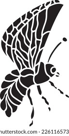 Butterfly Vector Stencil, Black and White
