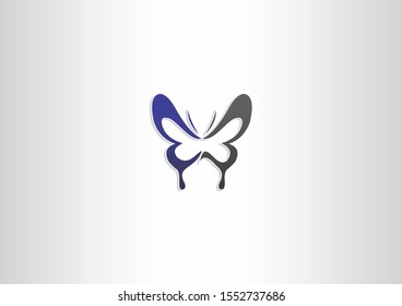 butterfly vector symbol logo icon with blue and black color design concept
