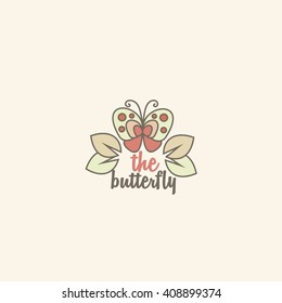 Butterfly Vector Template. Cute girl pin up poster with butterfly and soft pastel color
