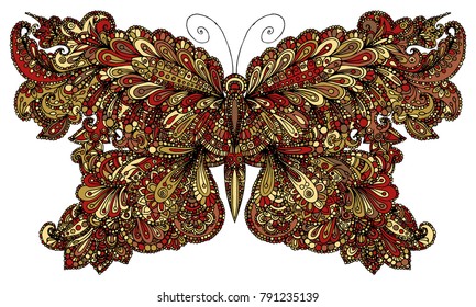 Butterfly vector vintage. butterfly for card, banner, poster wedding invitation. Decorative coloring patch and stickers. Hand drawn butterfly. Fancy line art. Hand drawn zentangle for t-shirt design.