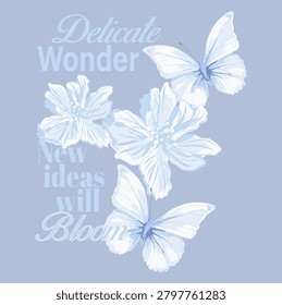 Butterfly vector in watercolor blue design