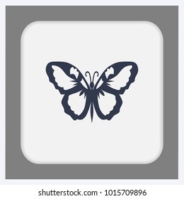 Butterfly vector web icon. Flat design style.