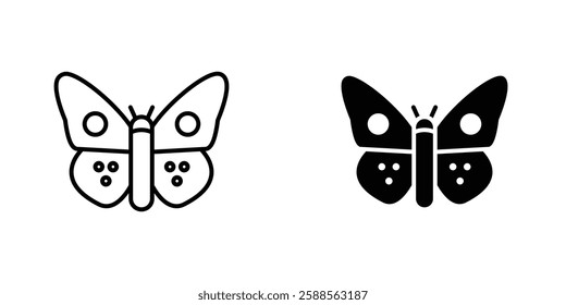 Butterfly vectors icons set in filled and strokes on white background