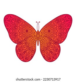 butterfly. vintage decorative elements with mandala