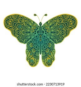 butterfly. vintage decorative elements with mandala
