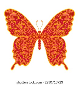 butterfly. vintage decorative elements with mandala