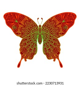 butterfly. vintage decorative elements with mandala
