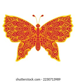 butterfly. vintage decorative elements with mandala