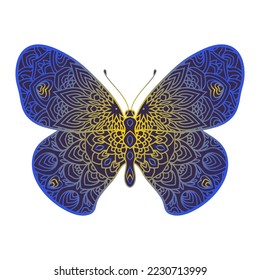 butterfly. vintage decorative elements with mandala
