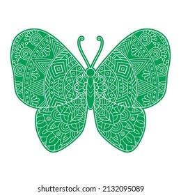 Butterfly Vintage decorative elements with mandalas. 
Hand drawn butterfly zentangle style