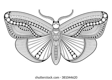 Butterfly. Vintage decorative elements with mandalas. Oriental pattern, vector illustration.  Islam, Arabic, Indian, turkish, pakistan, chinese, ottoman motifs