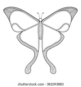 Butterfly. Vintage decorative elements with mandalas. Oriental pattern, vector illustration.  Islam, Arabic, Indian, turkish, pakistan, chinese, ottoman motifs