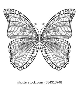 Butterfly. Vintage decorative elements. Oriental pattern, vector illustration.  Islam, Arabic, Indian, turkish, pakistan, chinese, ottoman motifs