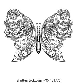 Butterfly. Vintage decorative elements tattoo. vector illustration. 