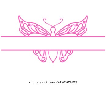 Butterfly vintage Frame Line Art