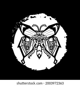 butterfly warrior. Coloring book antistress for children and adults. Zen-tangle style.Black and white drawing.Hand draw