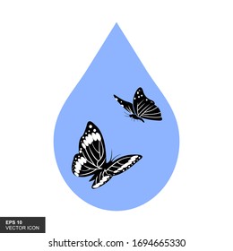 Butterfly water drop icon, vector illustration in flat design style.