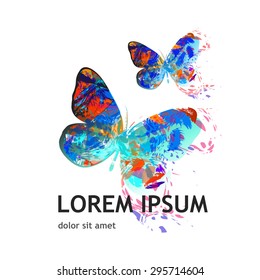 Butterfly watercolor abstract. Vector