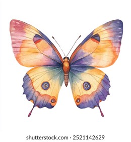 Ilustração de clipart de aquarela de borboleta isolada